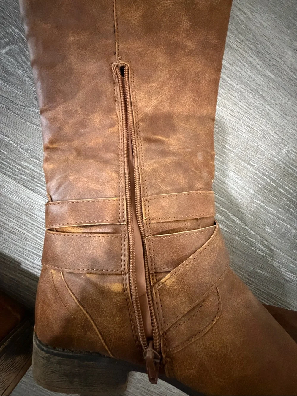 Madden Girl “Christy” Brown Mid-Calf Buckle Riding Boots